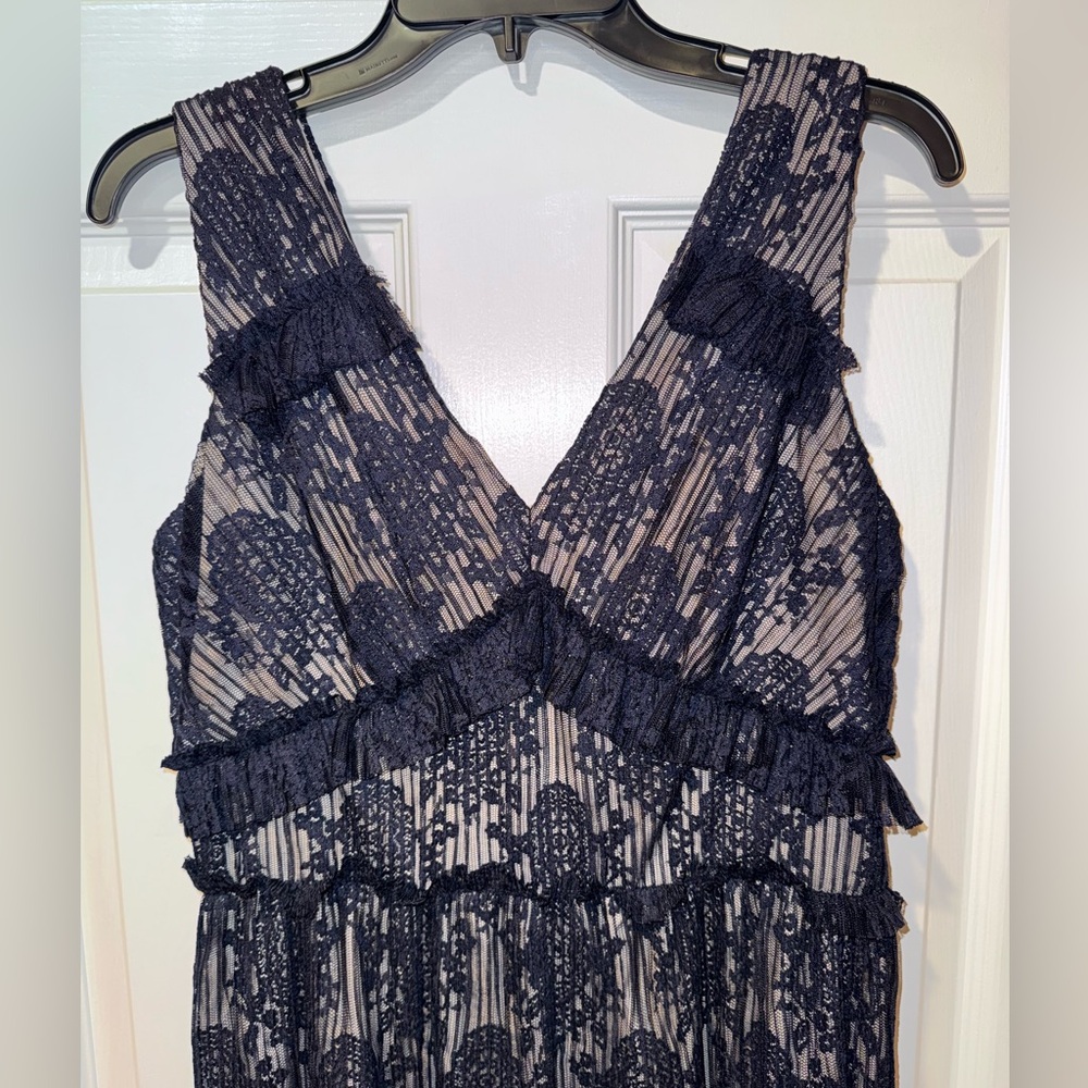 Maggy London Navy Lace Maxi Dress